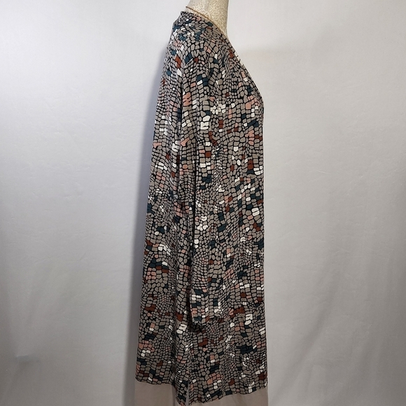 LOGO by Lori Goldstein Women's SZ L Leticia Mosaic Open Front Duster Cardigan - Picture 10 of 16